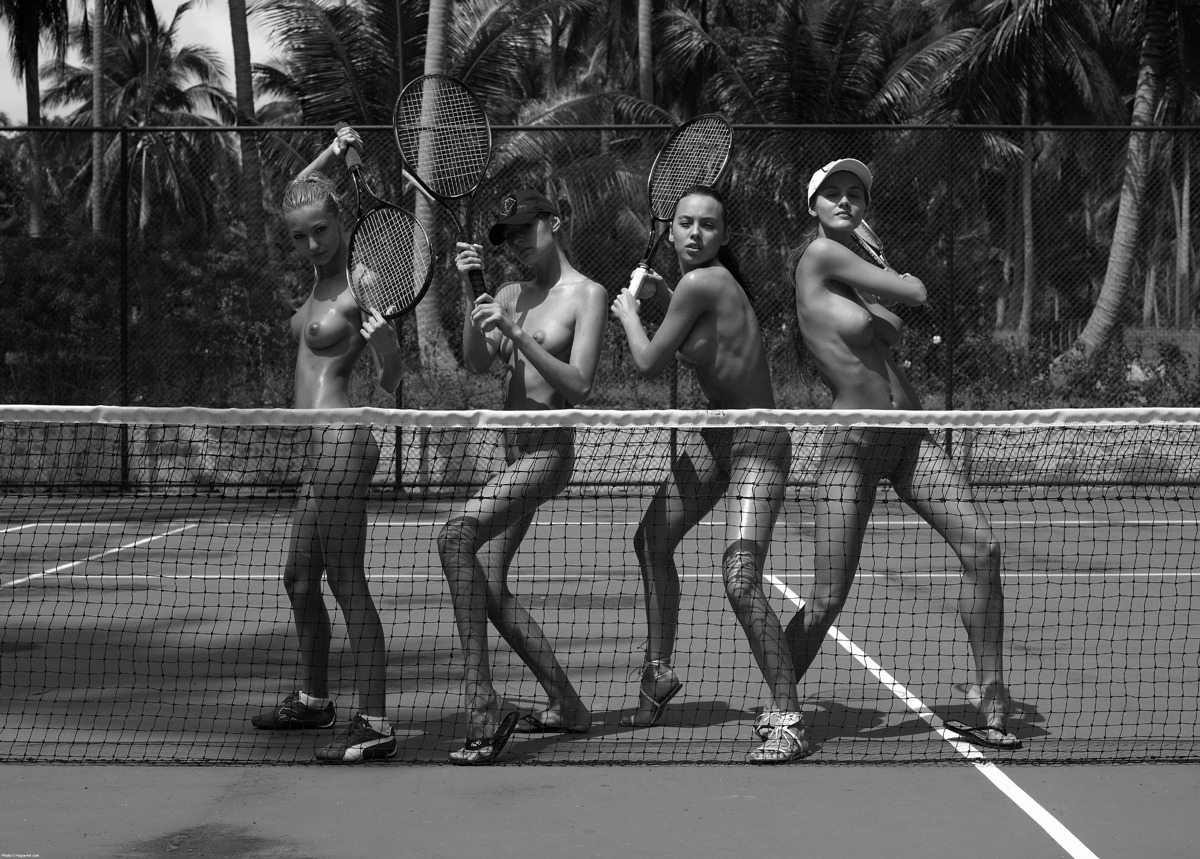Tight Oiled Babes Playing Tennis - picture 05