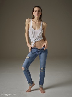 Flora Blue Jeans and White Vest - pics 05